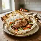 Lapin en papillote aux herbes et légumes de saison