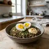 Lentilles tièdes et œufs mayo à l'ancienne