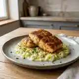 Lotte cajun fondante sur lit de poireaux fondus