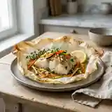 Lotte en papillote aux légumes et herbes fraîches