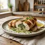Lotte farcie aux herbes fraîches et citron, recette gourmande