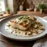 Lotte à la crème et champignons