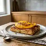 Mangues rôties à la vanille sur pâte feuilletée croustillante au sucre