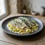 Maquereaux mijotés au vin blanc et poireaux fondants