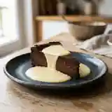 Marquise au chocolat intense nappée de crème anglaise veloutée