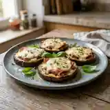 Médaillons d'aubergine fondants au jambon cru et fromage