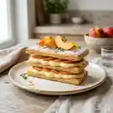 Mille-feuilles aux pêches fraîches et crème pâtissière légère