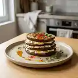 Mille-feuilles d'aubergine au chèvre frais et miel épicé