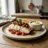 Morue à la Provençale accompagnée de sa sauce aïoli maison
