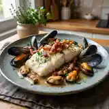 Morue aux moules et lard grillé : recette savoureuse et gourmande
