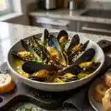 Moules à la pâte d'ail au curry et à la crème : recette savoureuse et facile