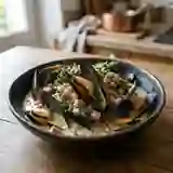 Moules au jambon et crème