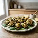 Moules farcies aux épinards et sauce curry onctueuse