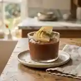 Mousse au chocolat noir onctueuse accompagnée de poires fraîches