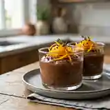 Mousse au chocolat onctueuse accompagnée d'une julienne d'orange fraîche