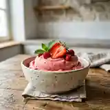 Mousse glacée aux fraises fraîches, légère et gourmande