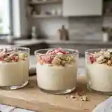 Mousse légère de poires aux macarons fondants