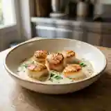 Nage raffinée de coquilles Saint-Jacques au champagne