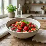 Nage rafraîchissante de fraises au citron vert et basilic