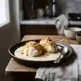 Neige fondante au caramel et amandes grillées