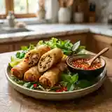 Nems au crabe vietnamiens croustillants avec sauce traditionnelle