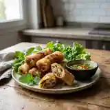 Nems vietnamiens croustillants aux crevettes et légumes frais