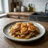 Noix de pétoncles sautées à l'effilochée d'endives, gingembre frais et jus d'orange frais