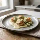 Noix de Saint-Jacques poêlées à la vanille, sauce crémeuse