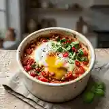 Œuf cocotte à la tomate, piment et basilic : recette savoureuse et épicée