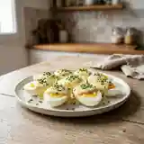 Oeufs nappés à la crème moutardée et ciboulette