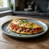 Omelette au thon et tomates fraîches savoureuse