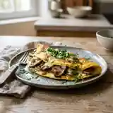 Omelette d'automne gourmande aux champignons et fromage