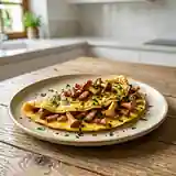 Omelette gourmande aux girolles et lardons