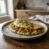 Omelette gourmande aux lardons, pommes de terre et herbes fraîches