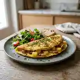 Omelette gourmande aux pommes de terre et lardons croustillants