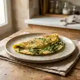 Omelette moelleuse aux œufs et à l'oseille fraîche