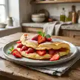 Omelette soufflée légère et gourmande aux fraises fraîches