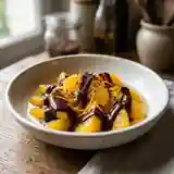 Oranges fondantes au sirop maison et sauce onctueuse au chocolat noir