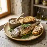 Pageot frais grillé à l'anchoïade provençale