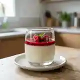 Panna cotta onctueuse à la vanille avec coulis frais de framboises