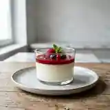 Panna Cotta onctueuse à l'orgeat et son coulis de fruits rouges frais