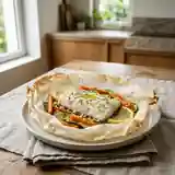 Papillote de filet de poisson délicieuse et légère pour une personne