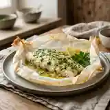 Papillote de lieu noir au beurre aux herbes fraîches