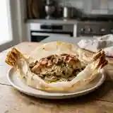 Papillote de poulet au bacon croustillant et champignons savoureux