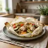 Papillote de poulet savoureuse aux légumes