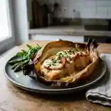 Papillote de saumon fondante à la mozzarella et herbes fraîches