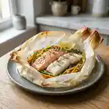 Papillote gourmande aux deux poissons : saumon et cabillaud
