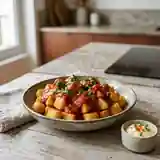 Patatas bravas : pommes de terre frites croustillantes à la sauce tomate épicée maison