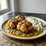 Paupiettes de poulet au colombo et lard fumé