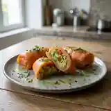 Paupiettes de saumon fumé farcies au guacamole frais